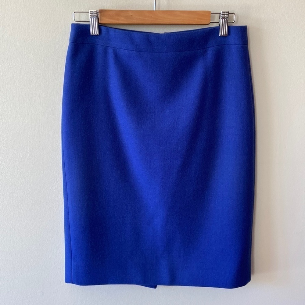J Crew No.2 Double-Serge Wool Pencil Skirt Royal Blue Size 2